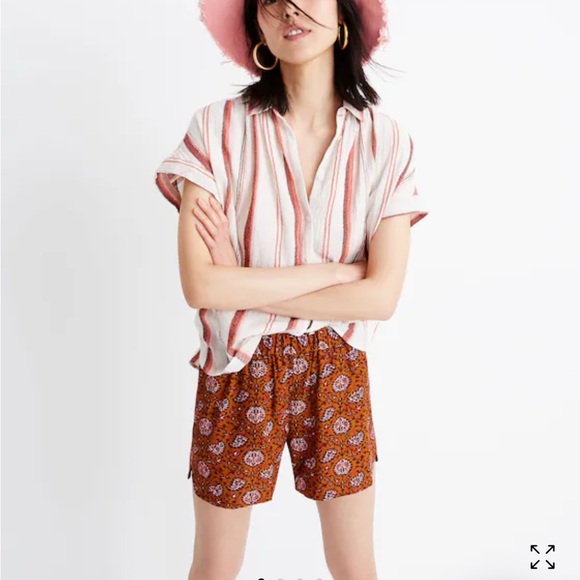 Madewell Drapey Pull On Waist Warm Paisley Shorts - Picture 1 of 5